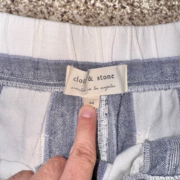 Cloth & Stone Women's Linen Blend Blue White Stripe Summer Pants Size Medium - Picture 2 of 11